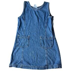 Vintage Kids Radishes and Roses Size 10 Denim Overall Dress 100% Cotton